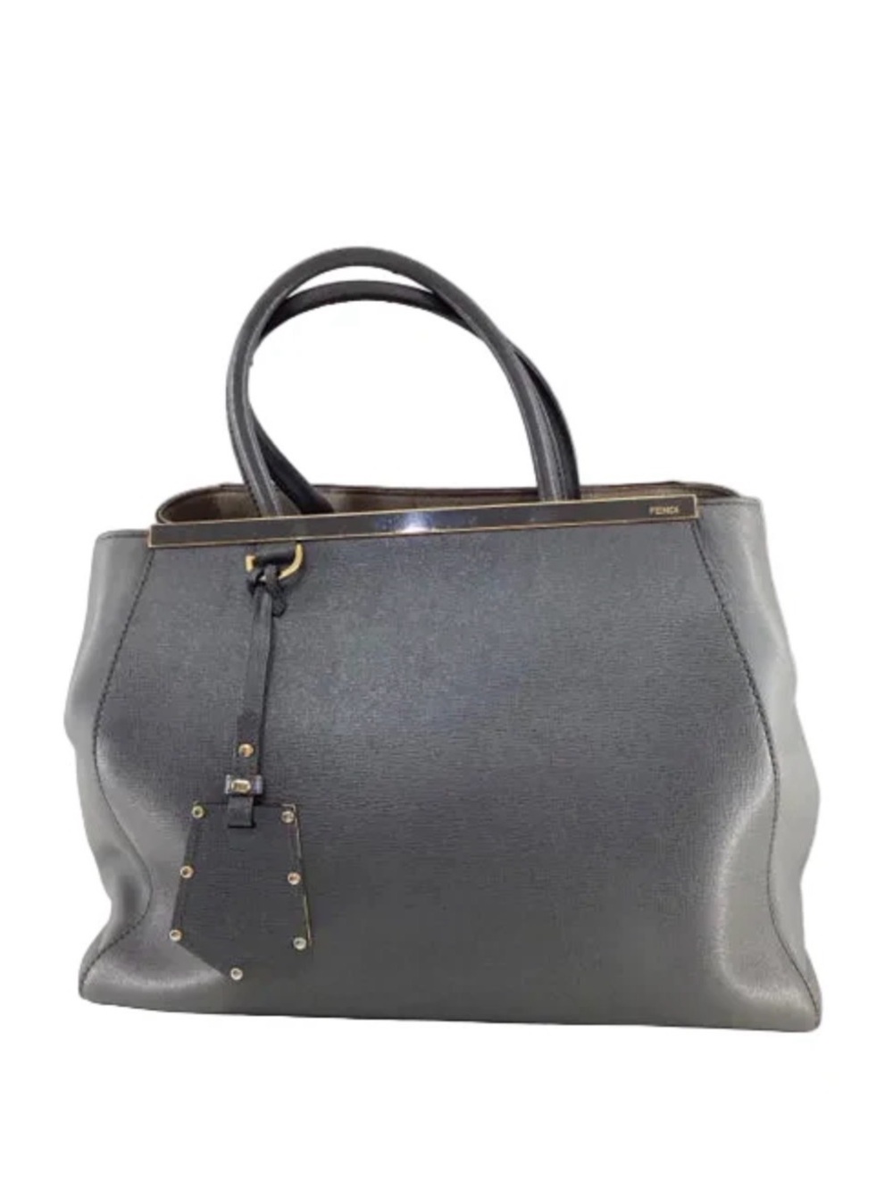 Fendi Grey 2 Jours Leather Tote Shoulder Bag